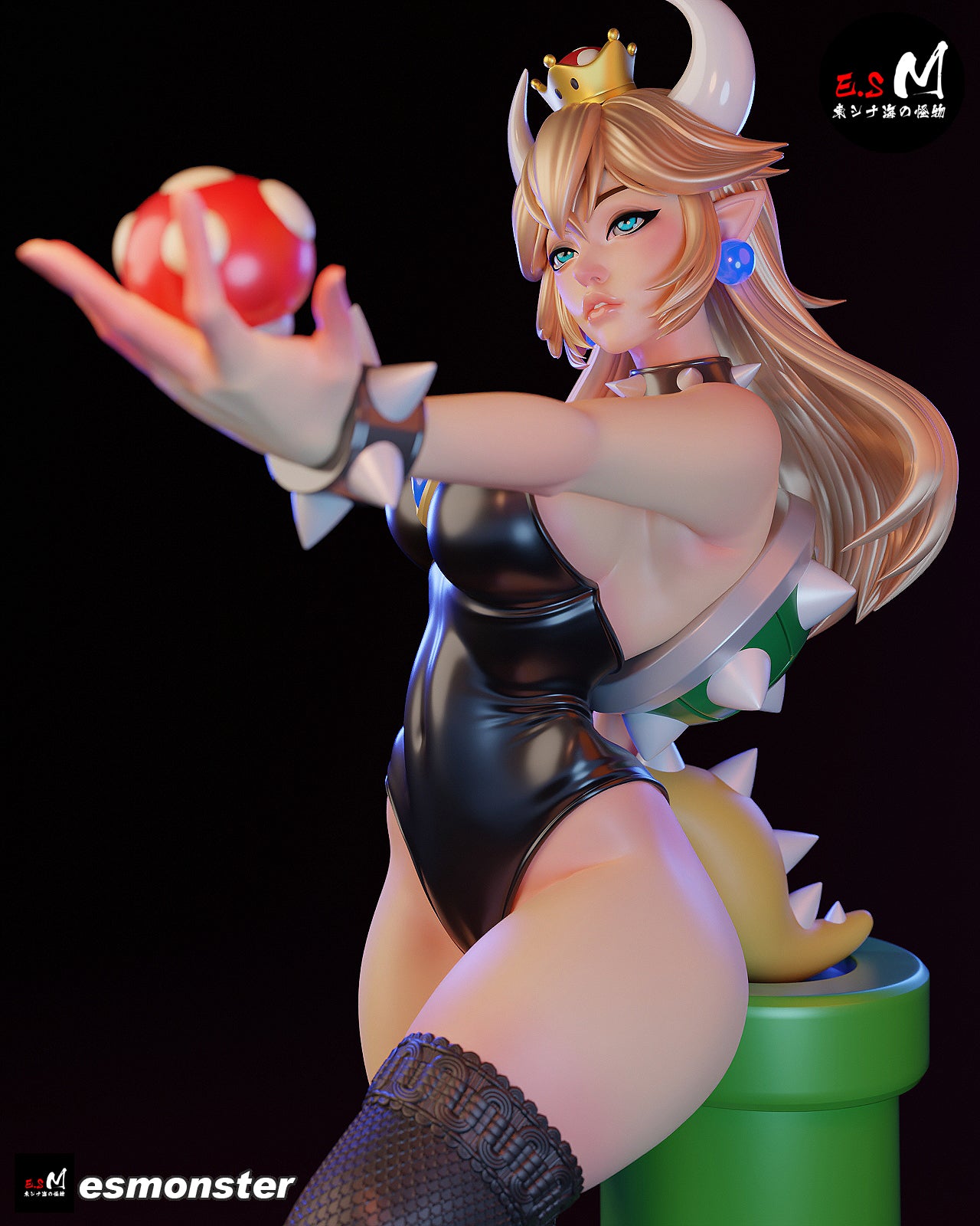 Standing Bowsette Style Mario Unpainted Resin Garage Model Kit (1/6-1/12)
