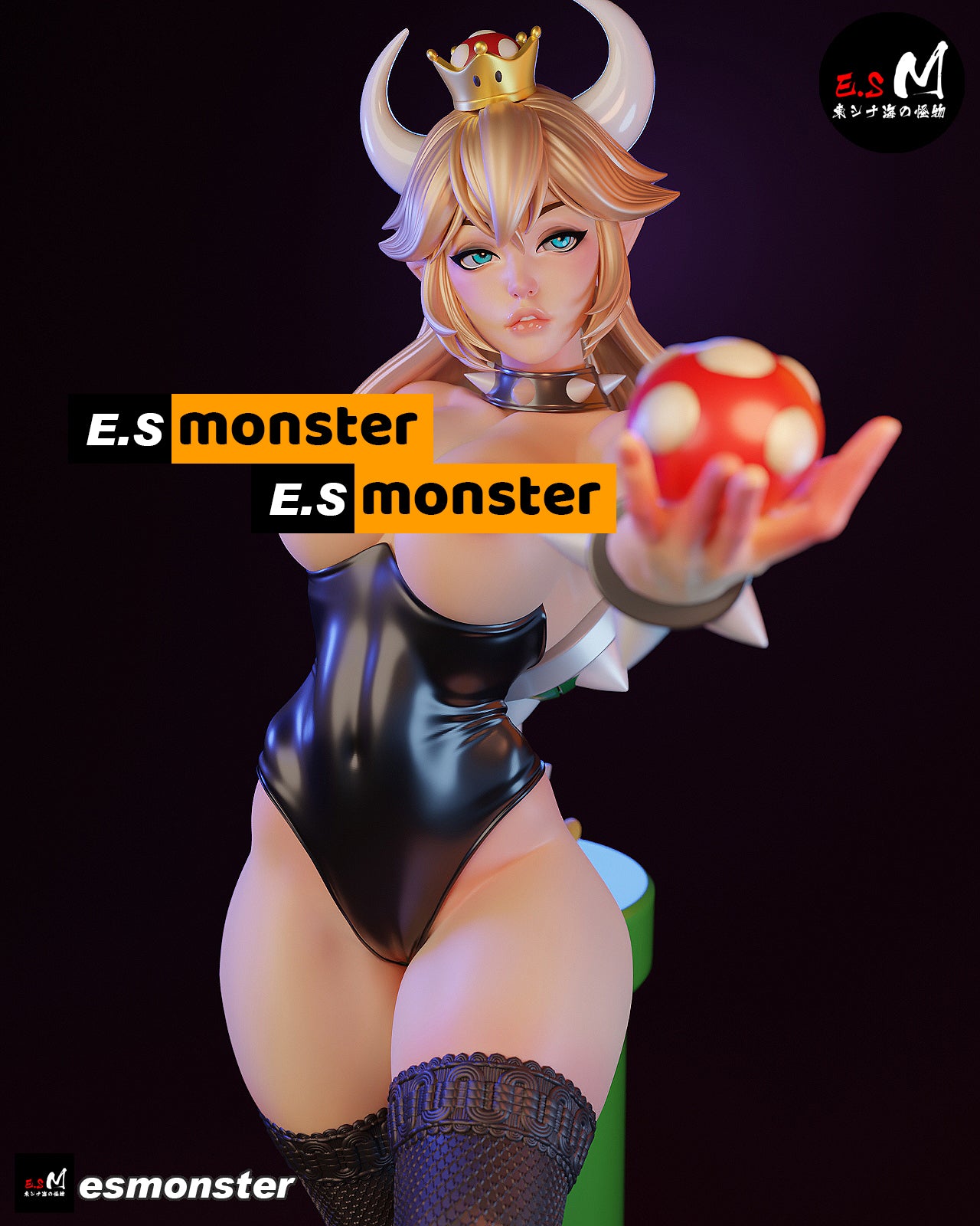 Standing Bowsette Style Mario Unpainted Resin Garage Model Kit (1/6-1/12)
