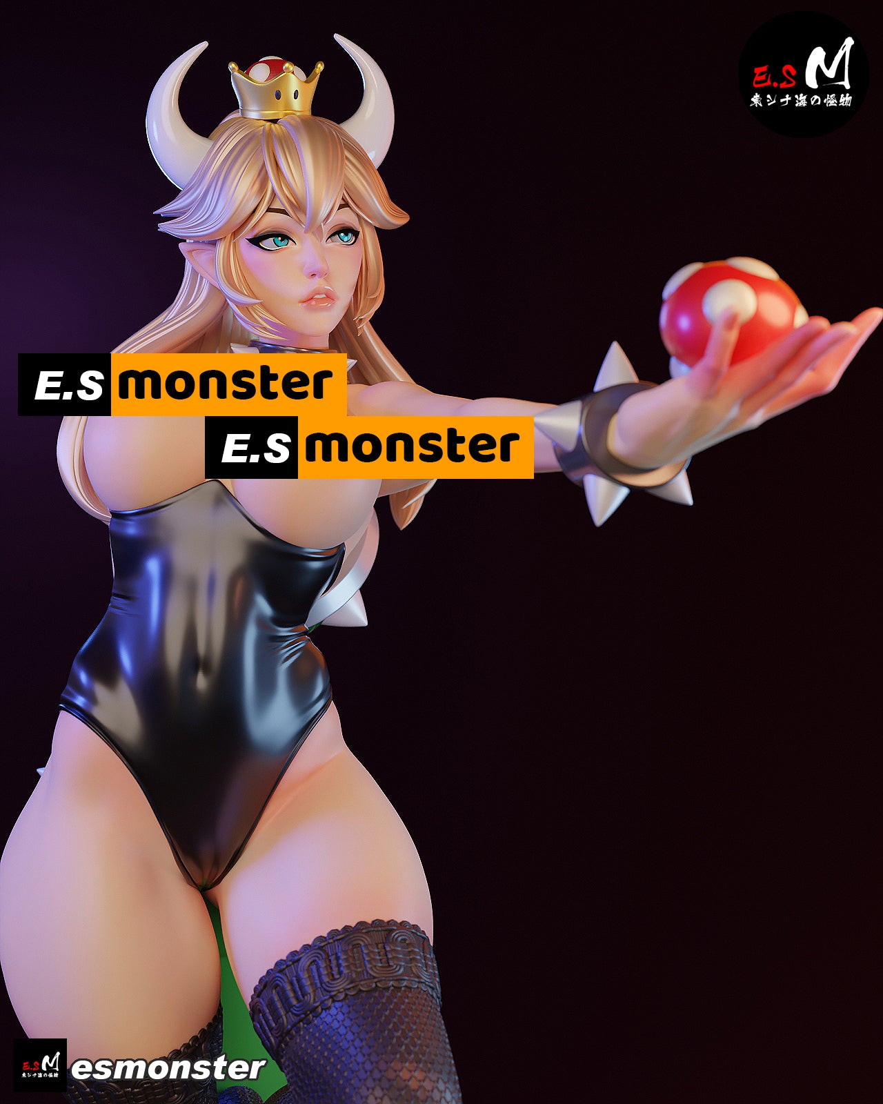 Standing Bowsette Style Mario Unpainted Resin Garage Model Kit (1/6-1/12)