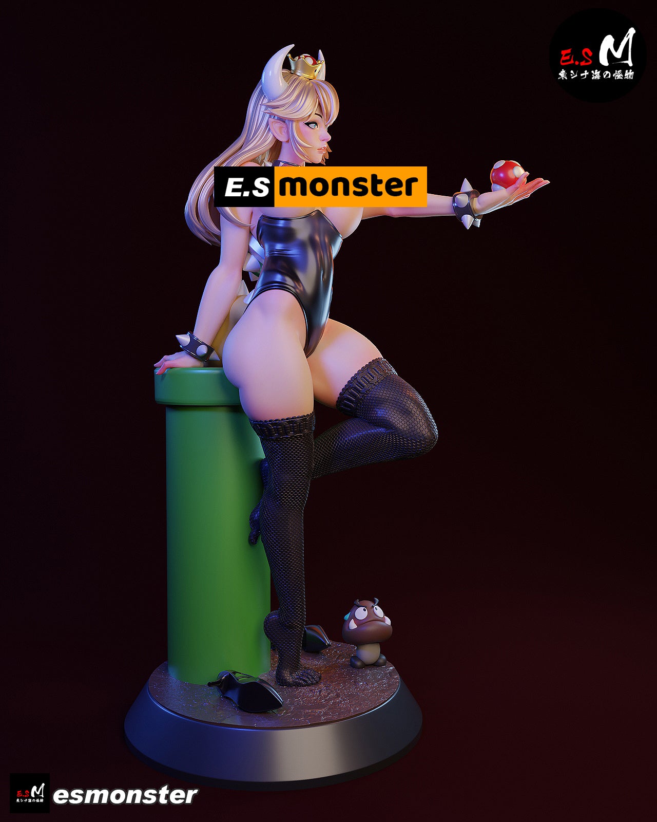 Standing Bowsette Style Mario Unpainted Resin Garage Model Kit (1/6-1/12)