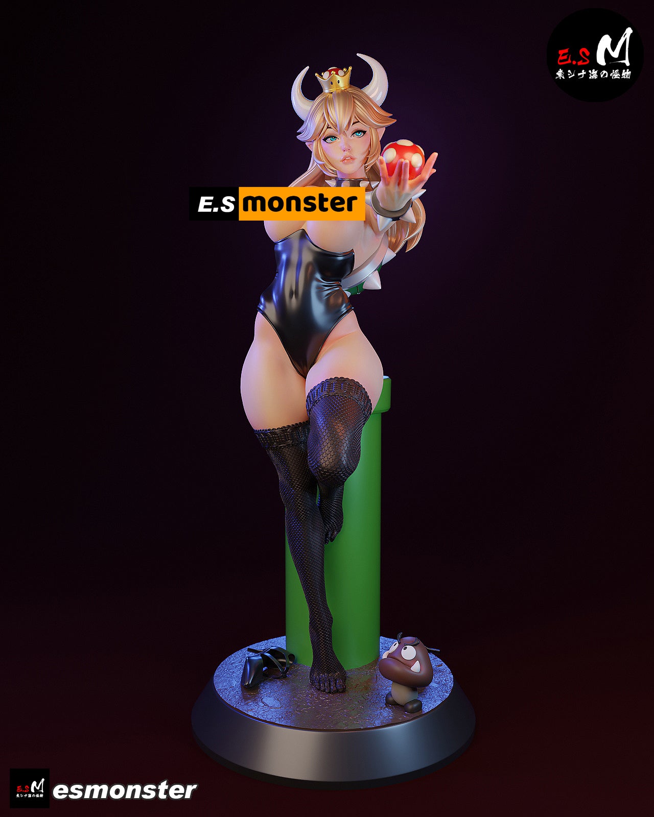 Standing Bowsette Style Mario Unpainted Resin Garage Model Kit (1/6-1/12)