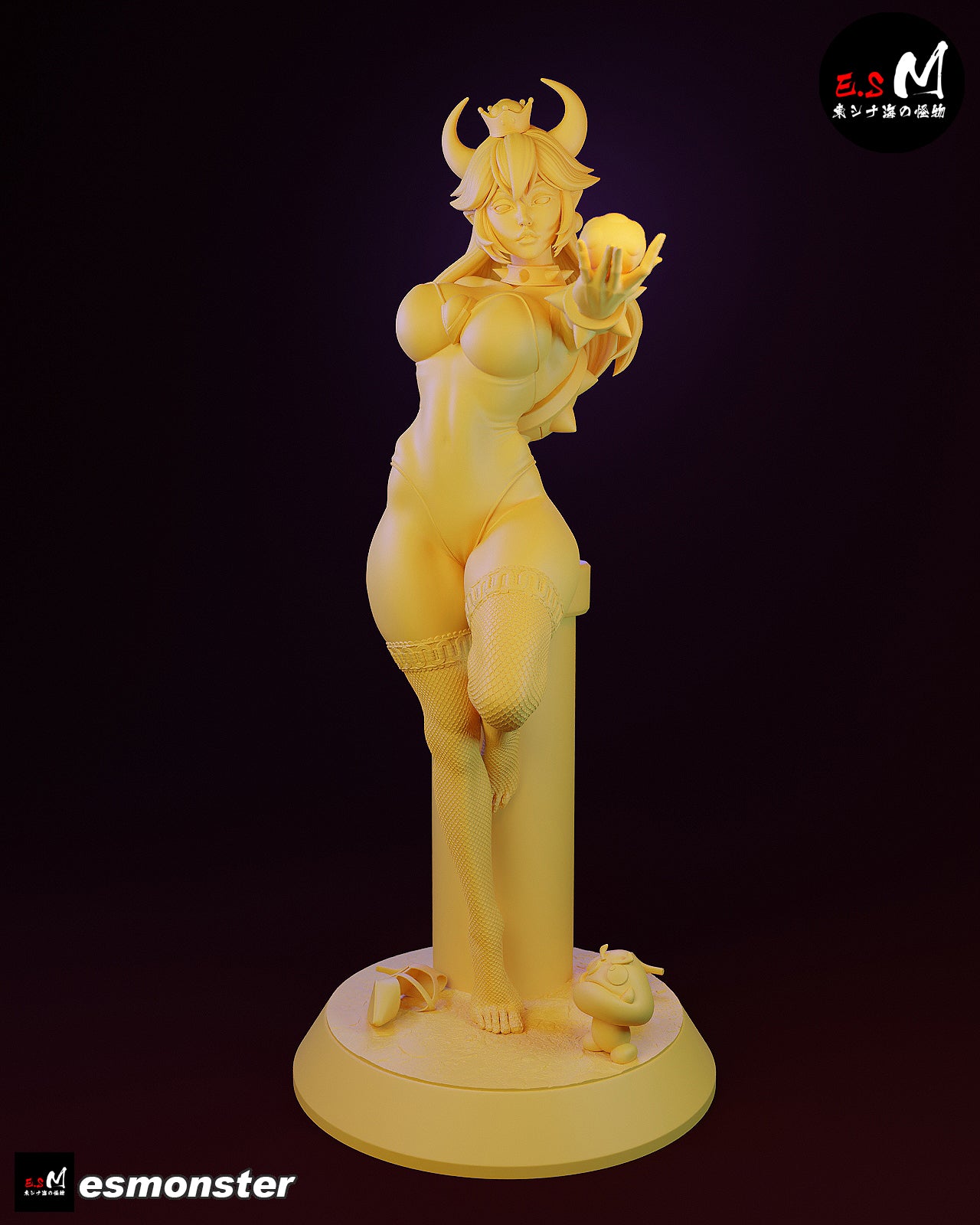 Standing Bowsette Style Mario Unpainted Resin Garage Model Kit (1/6-1/12)