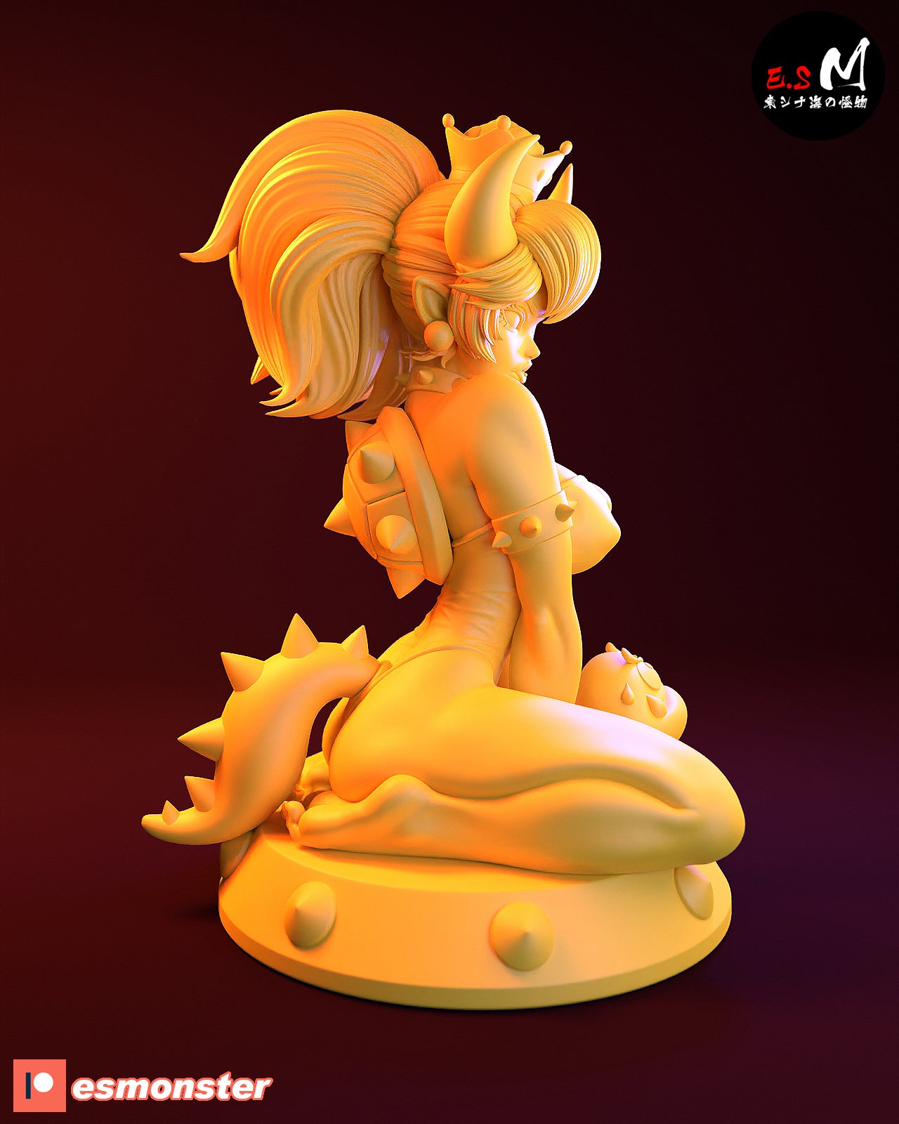 Sitting Bowsette Style Mario Unpainted Resin Garage Model Kit (1/6-1/12)