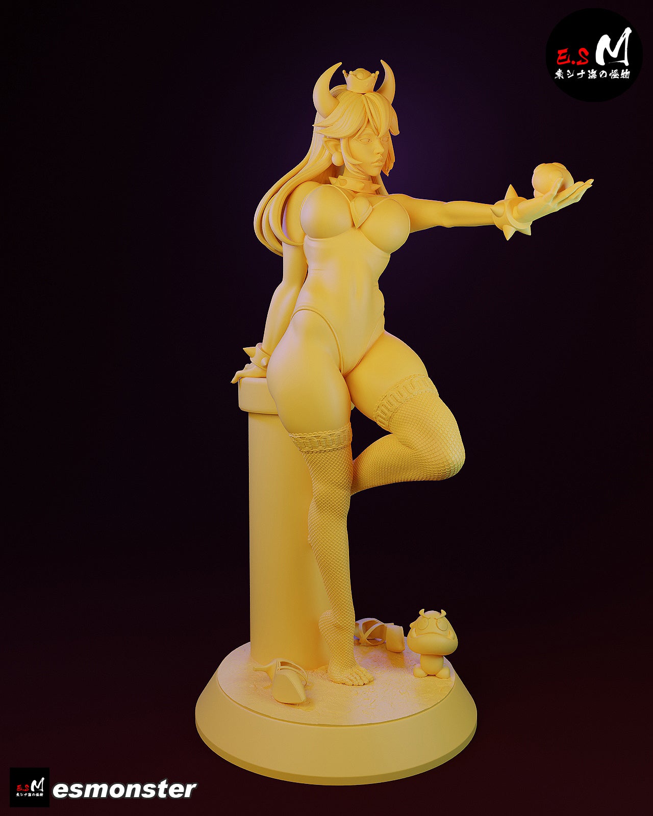 Standing Bowsette Style Mario Unpainted Resin Garage Model Kit (1/6-1/12)