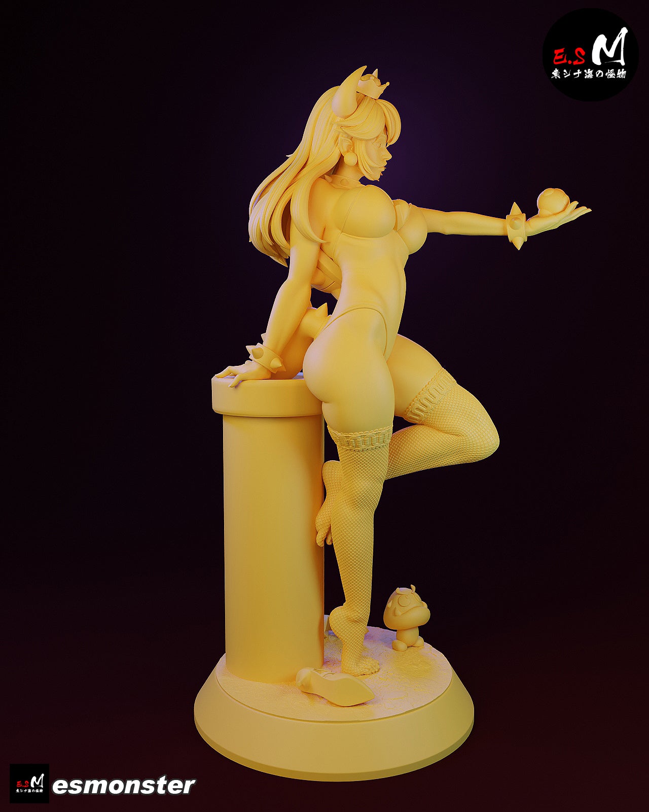 Standing Bowsette Style Mario Unpainted Resin Garage Model Kit (1/6-1/12)