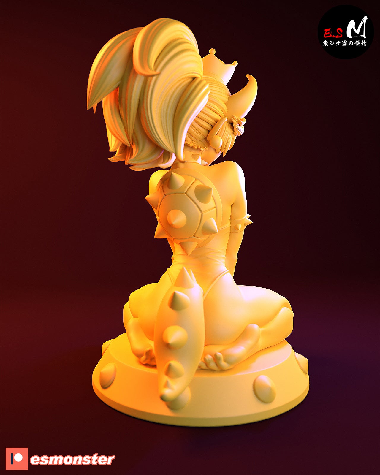 Sitting Bowsette Style Mario Unpainted Resin Garage Model Kit (1/6-1/12)