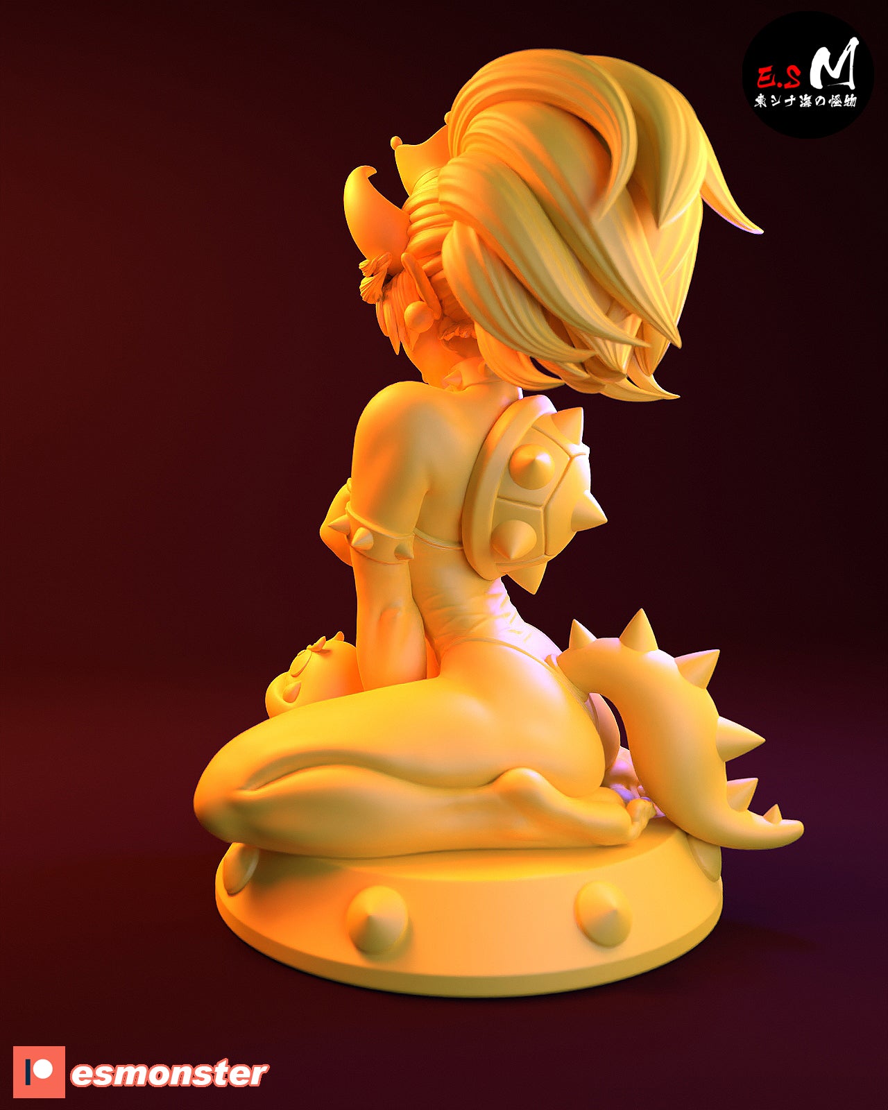 Sitting Bowsette Style Mario Unpainted Resin Garage Model Kit (1/6-1/12)