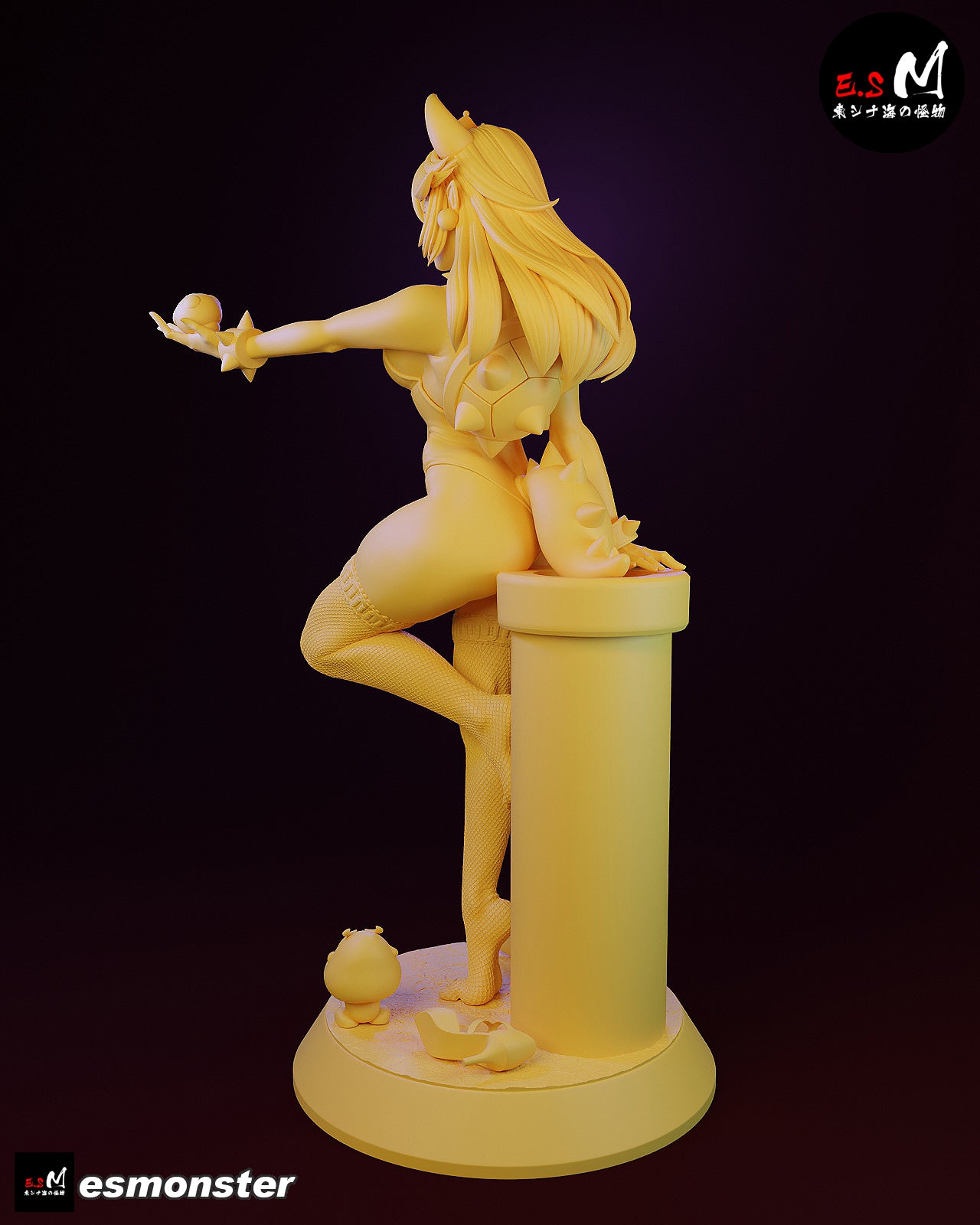 Standing Bowsette Style Mario Unpainted Resin Garage Model Kit (1/6-1/12)