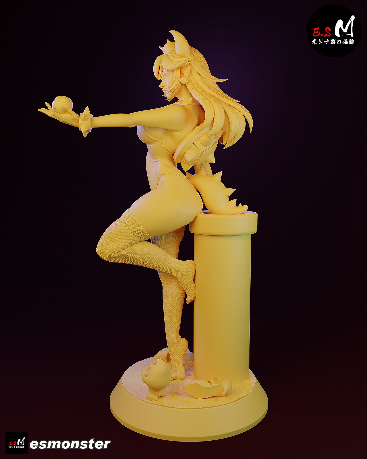 Standing Bowsette Style Mario Unpainted Resin Garage Model Kit (1/6-1/12)