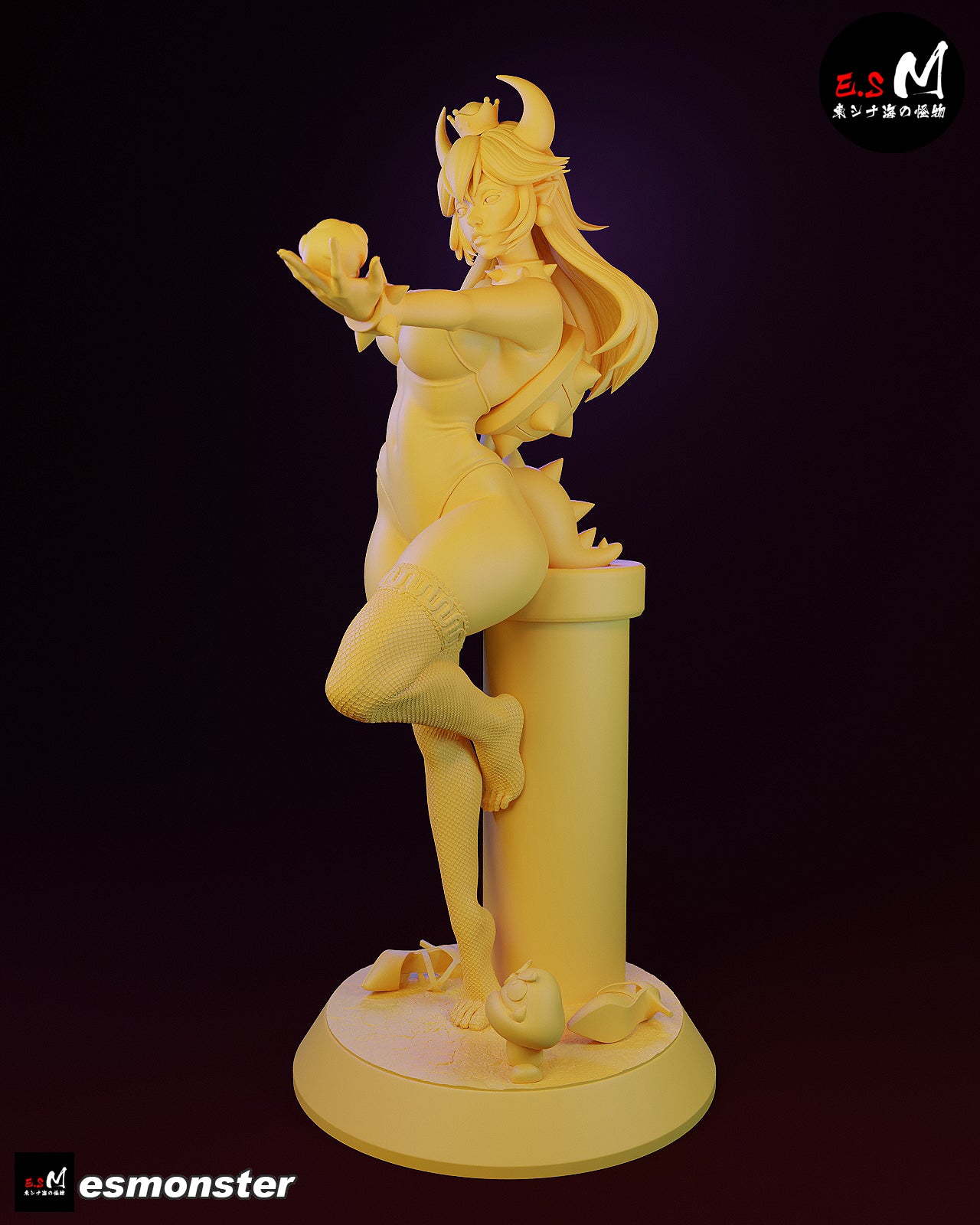 Standing Bowsette Style Mario Unpainted Resin Garage Model Kit (1/6-1/12)