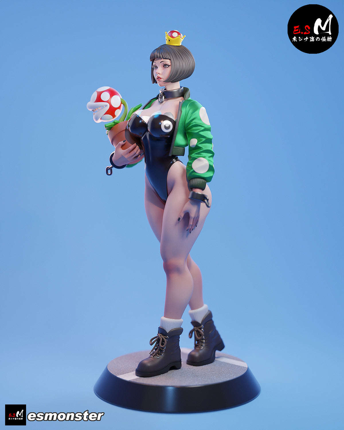 Chompette Bomber Jacket Style Mario Unpainted Resin Garage Model Kit (1/6-1/12)