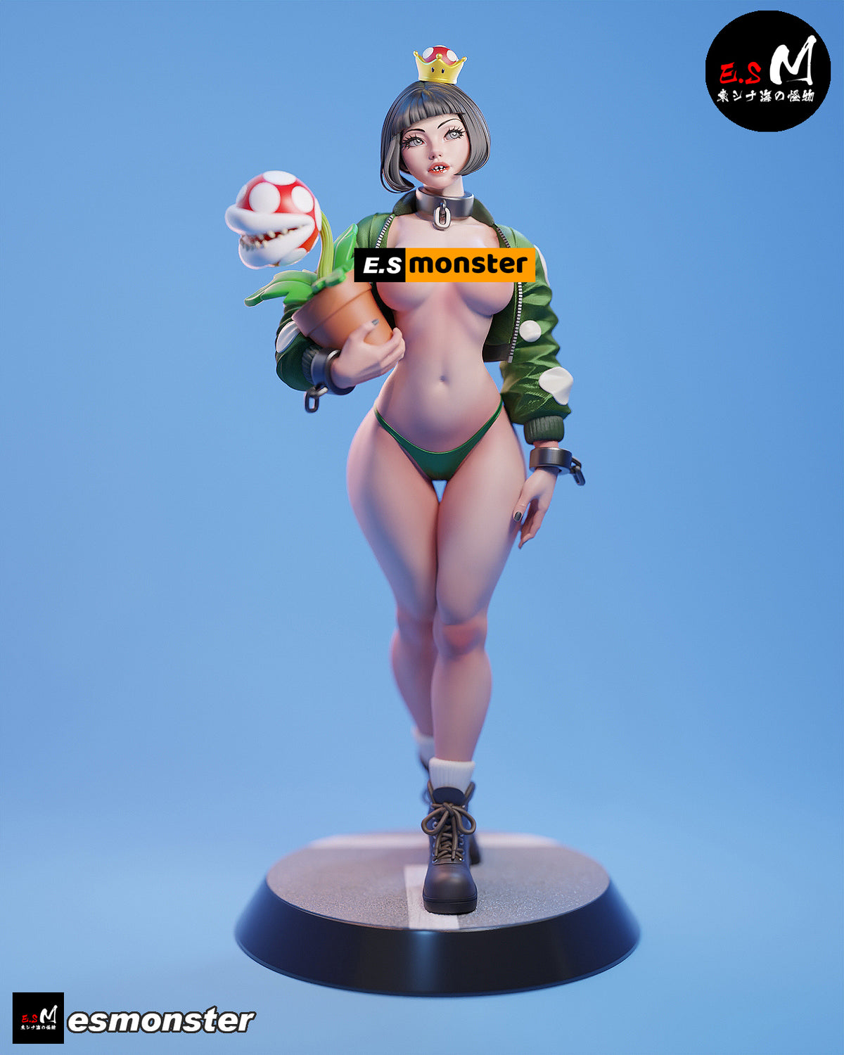 Chompette Bomber Jacket Style Mario Unpainted Resin Garage Model Kit (1/6-1/12)