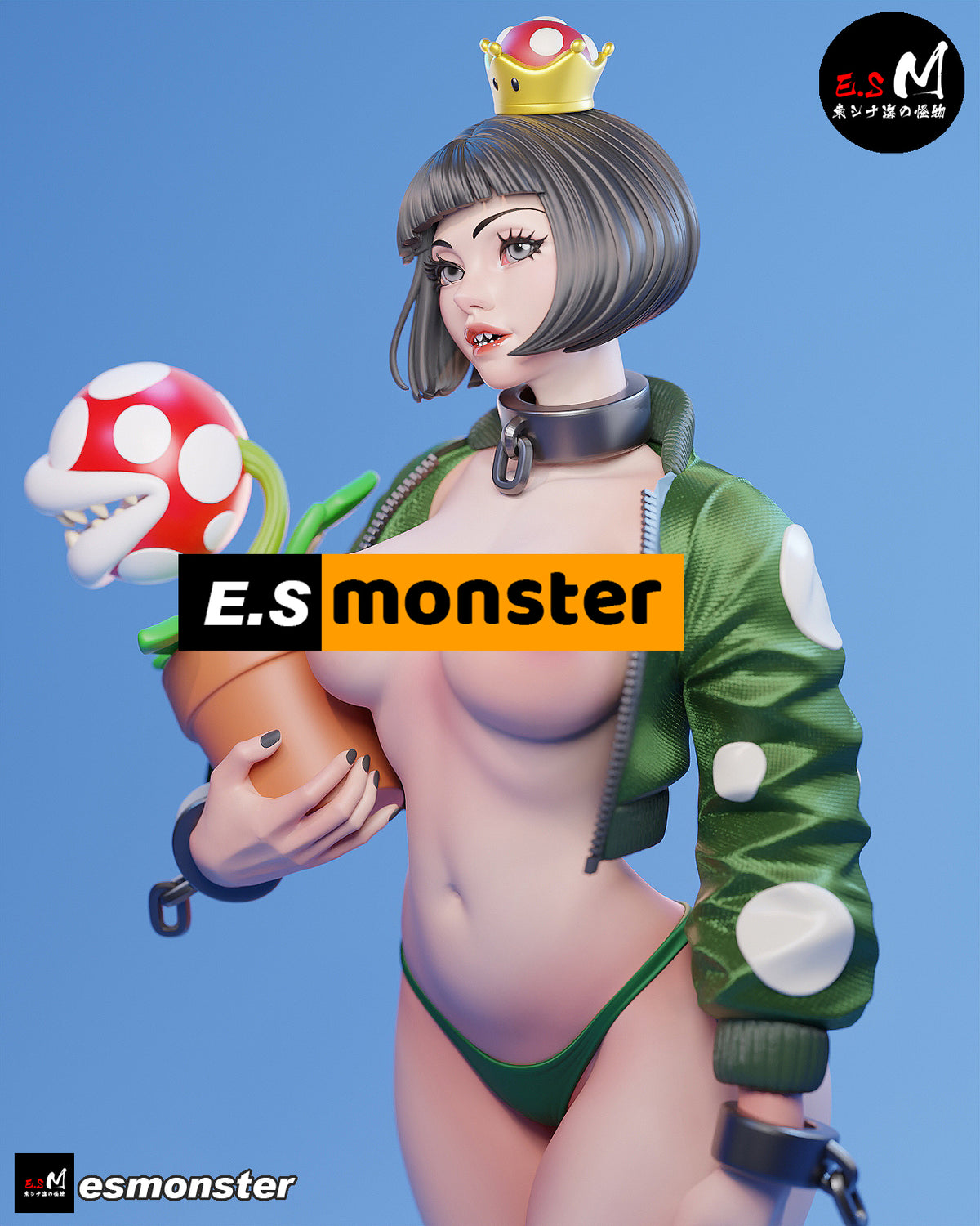 Chompette Bomber Jacket Style Mario Unpainted Resin Garage Model Kit (1/6-1/12)