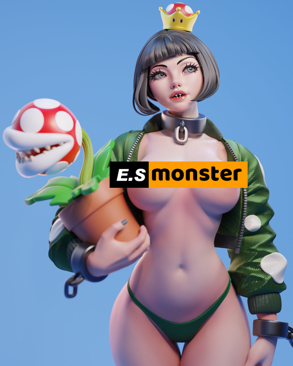 Chompette Bomber Jacket Style Mario Unpainted Resin Garage Model Kit (1/6-1/12)