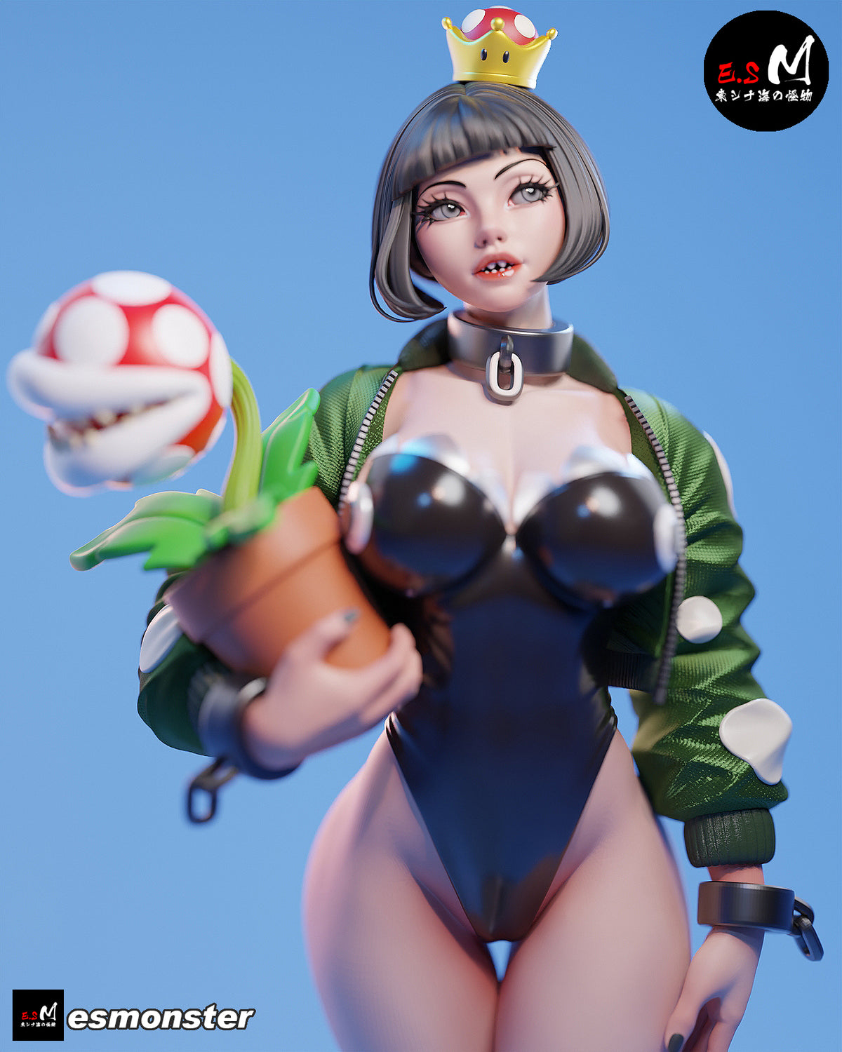 Chompette Bomber Jacket Style Mario Unpainted Resin Garage Model Kit (1/6-1/12)