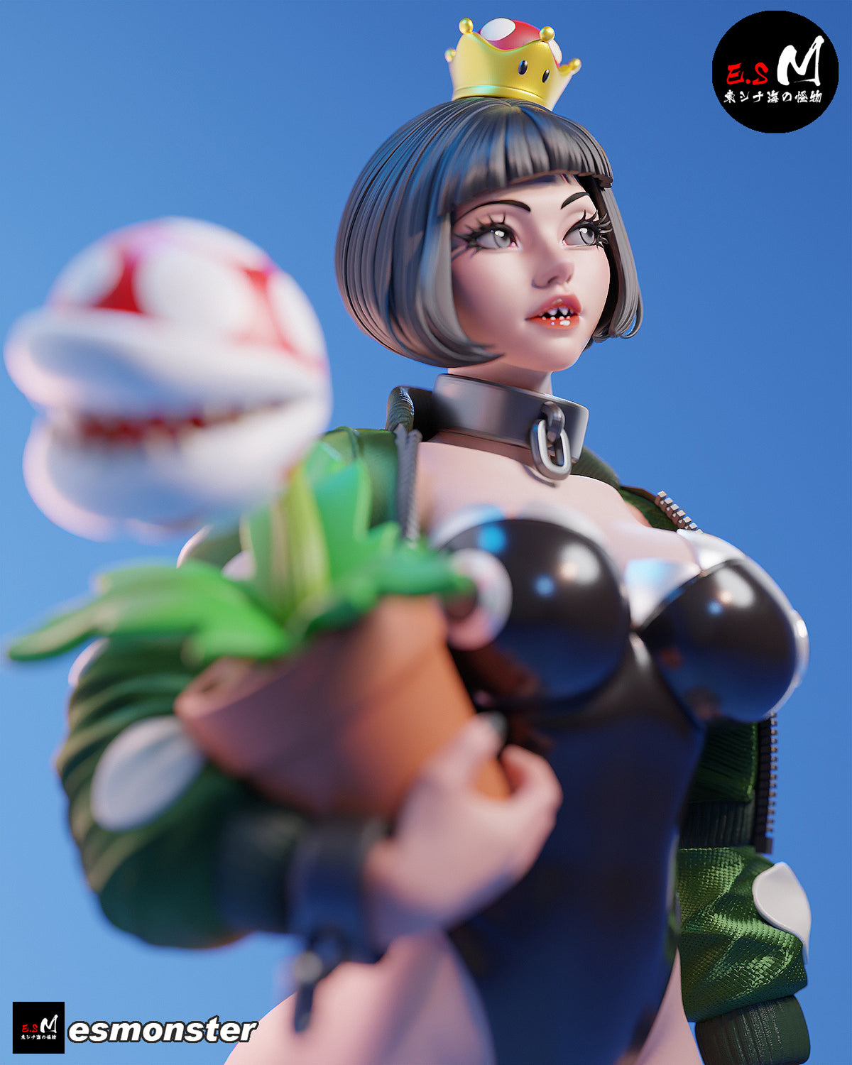 Chompette Bomber Jacket Style Mario Unpainted Resin Garage Model Kit (1/6-1/12)