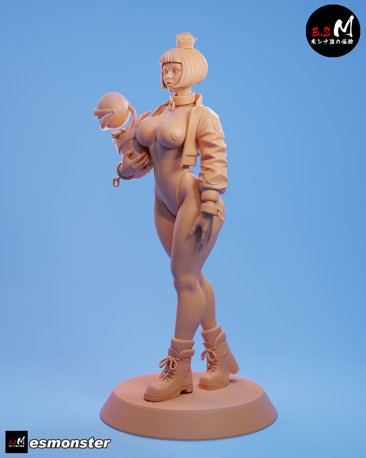 Chompette Bomber Jacket Style Mario Unpainted Resin Garage Model Kit (1/6-1/12)
