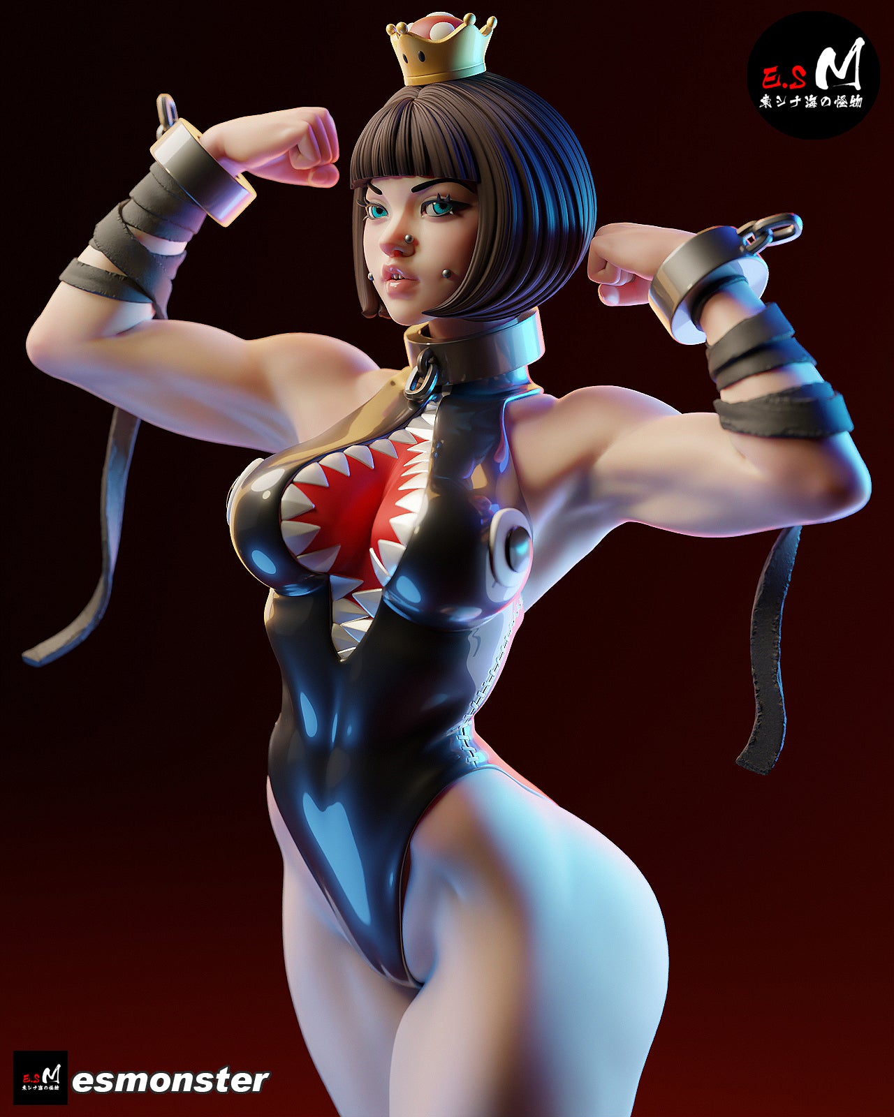 Flexing Chompette Style Mario Unpainted Resin Garage Model Kit (1/6-1/12)