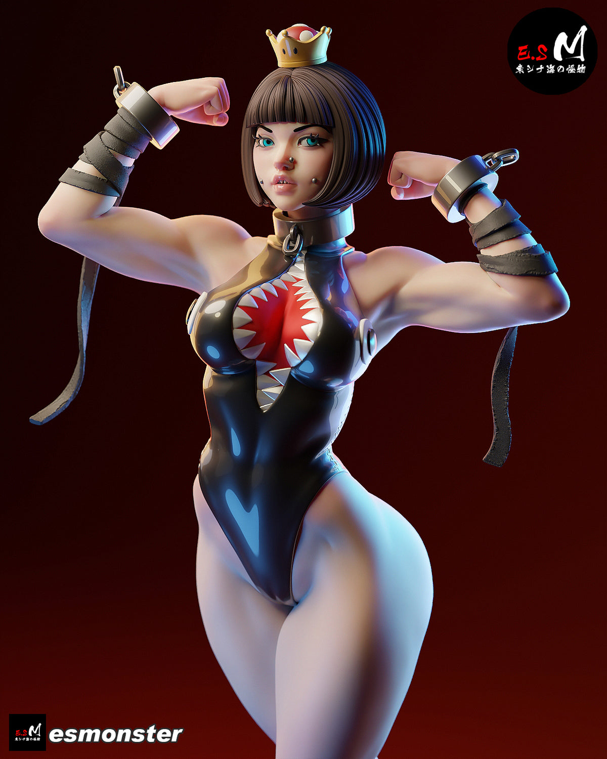 Flexing Chompette Style Mario Unpainted Resin Garage Model Kit (1/6-1/12)