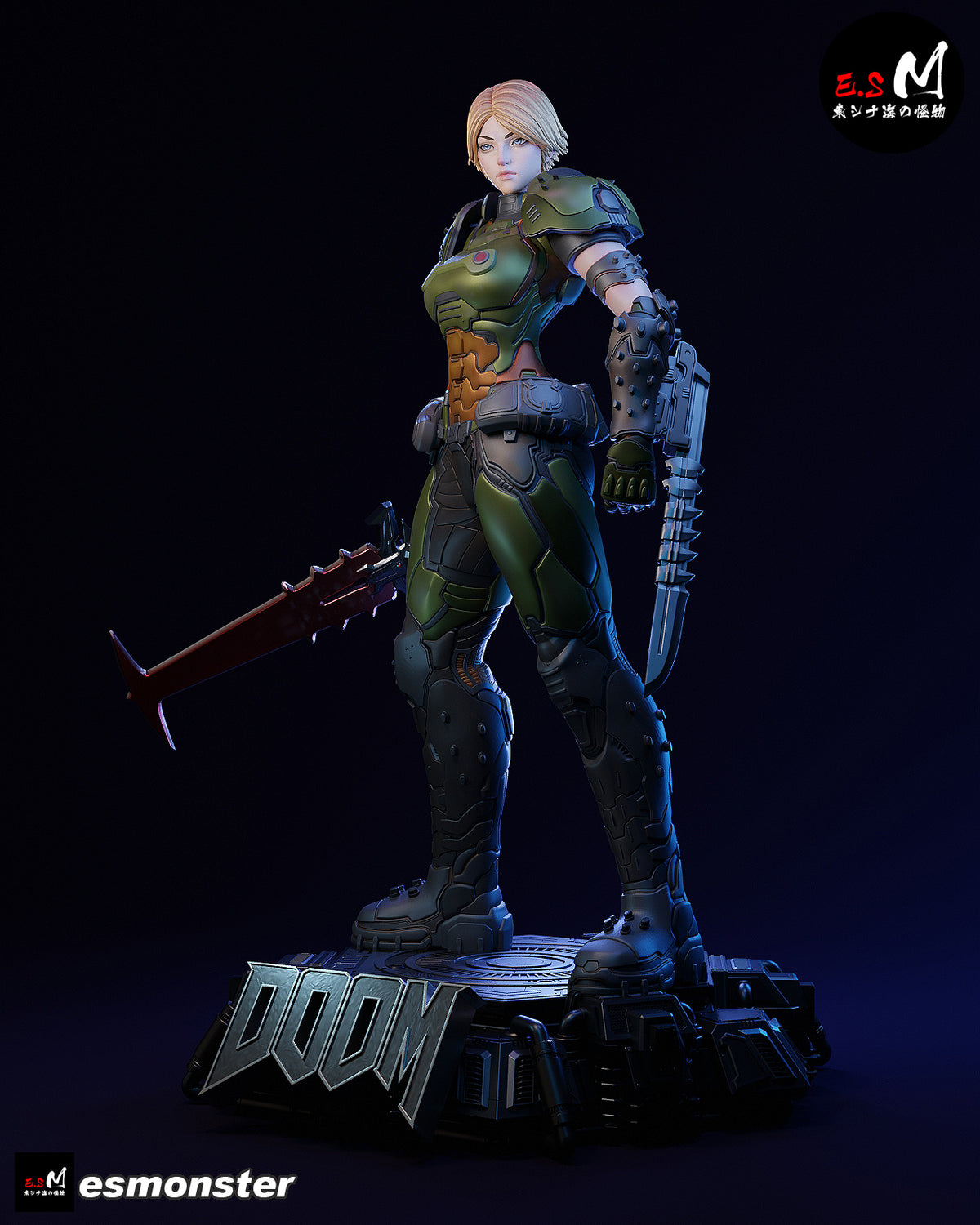 Female Doom Slayer Style Doom Unpainted Resin Garage Model Kit (1/6-1/12)