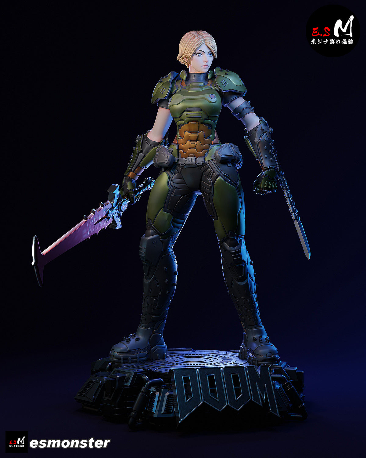 Female Doom Slayer Style Doom Unpainted Resin Garage Model Kit (1/6-1/12)