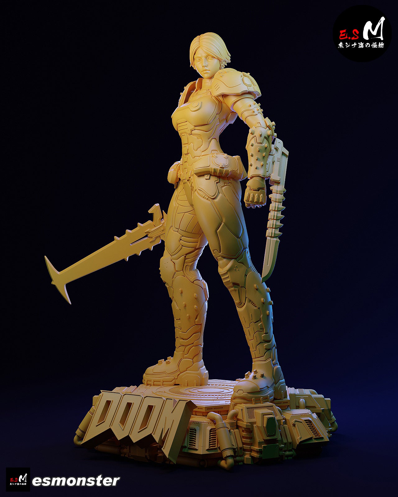 Female Doom Slayer Style Doom Unpainted Resin Garage Model Kit (1/6-1/12)