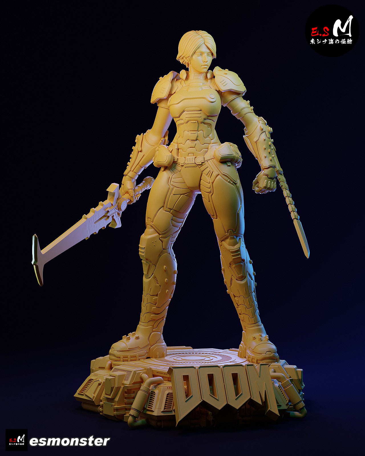 Female Doom Slayer Style Doom Unpainted Resin Garage Model Kit (1/6-1/12)