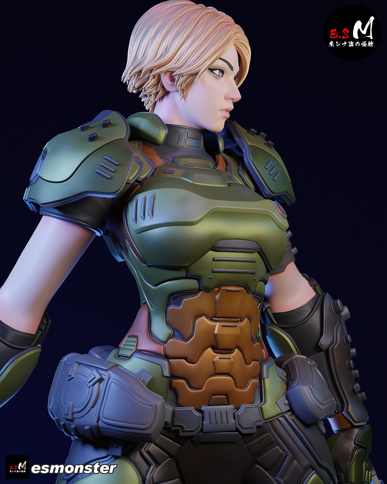 Female Doom Slayer Style Doom Unpainted Resin Garage Model Kit (1/6-1/12)