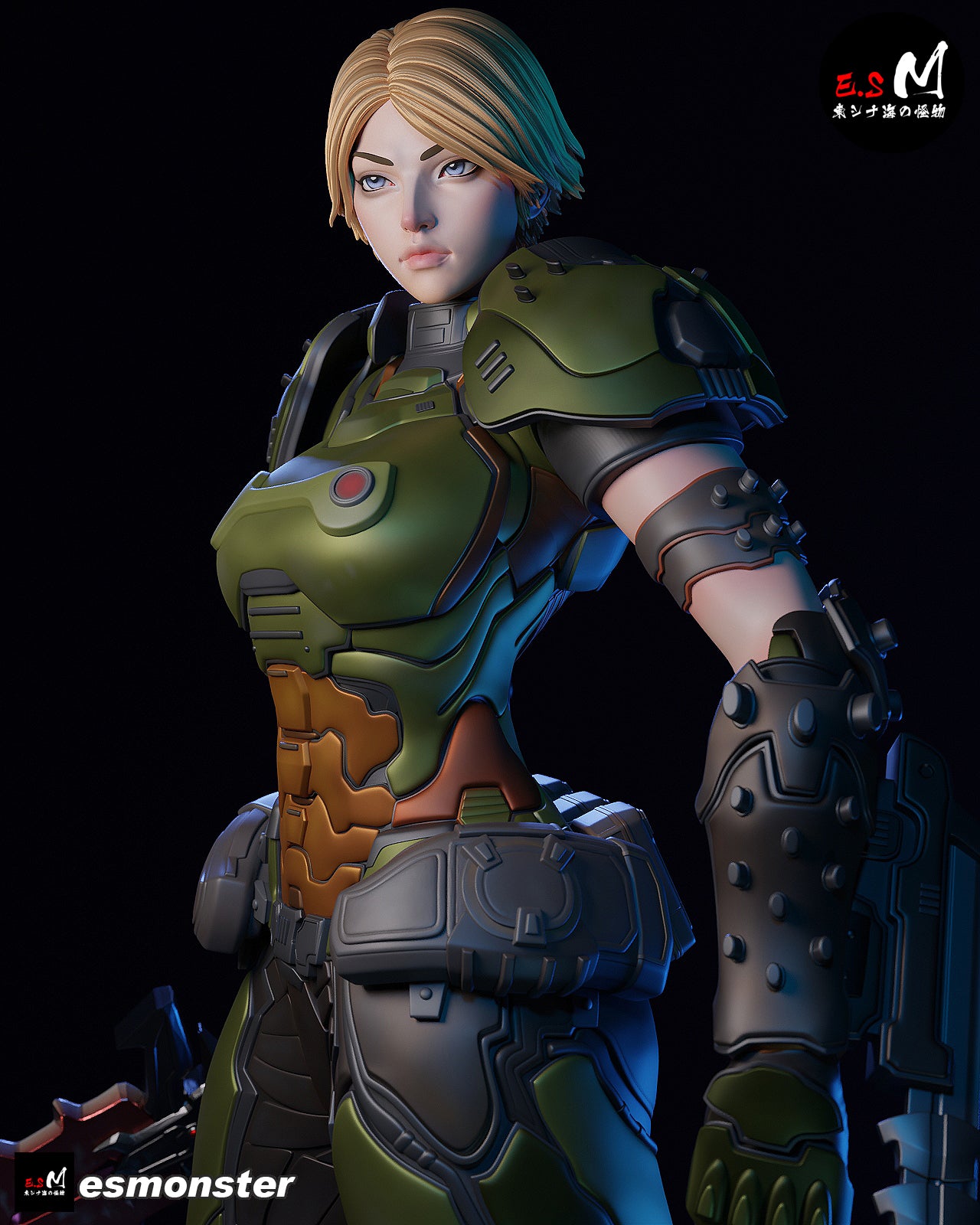 Female Doom Slayer Style Doom Unpainted Resin Garage Model Kit (1/6-1/12)