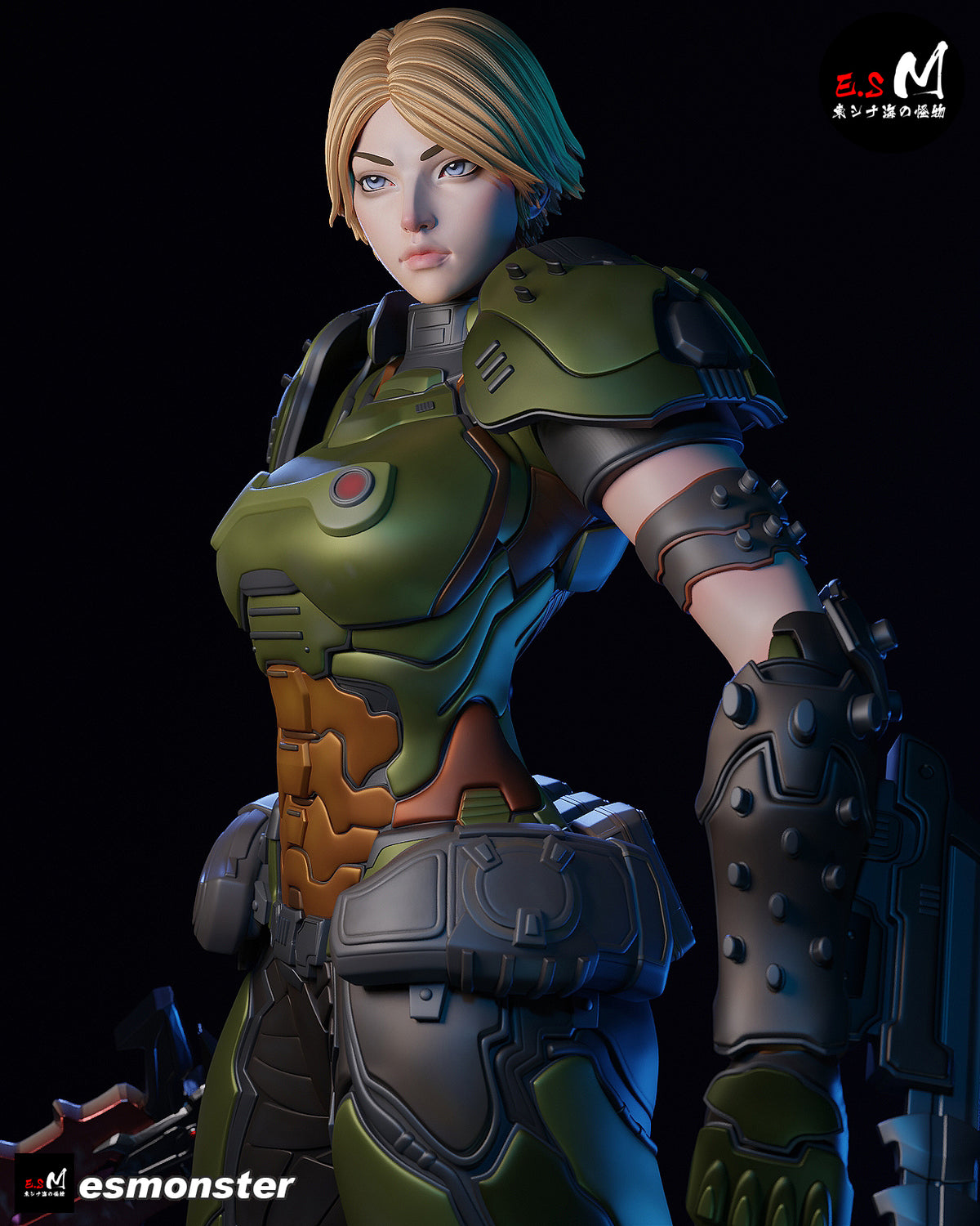 Female Doom Slayer Style Doom Unpainted Resin Garage Model Kit (1/6-1/12)