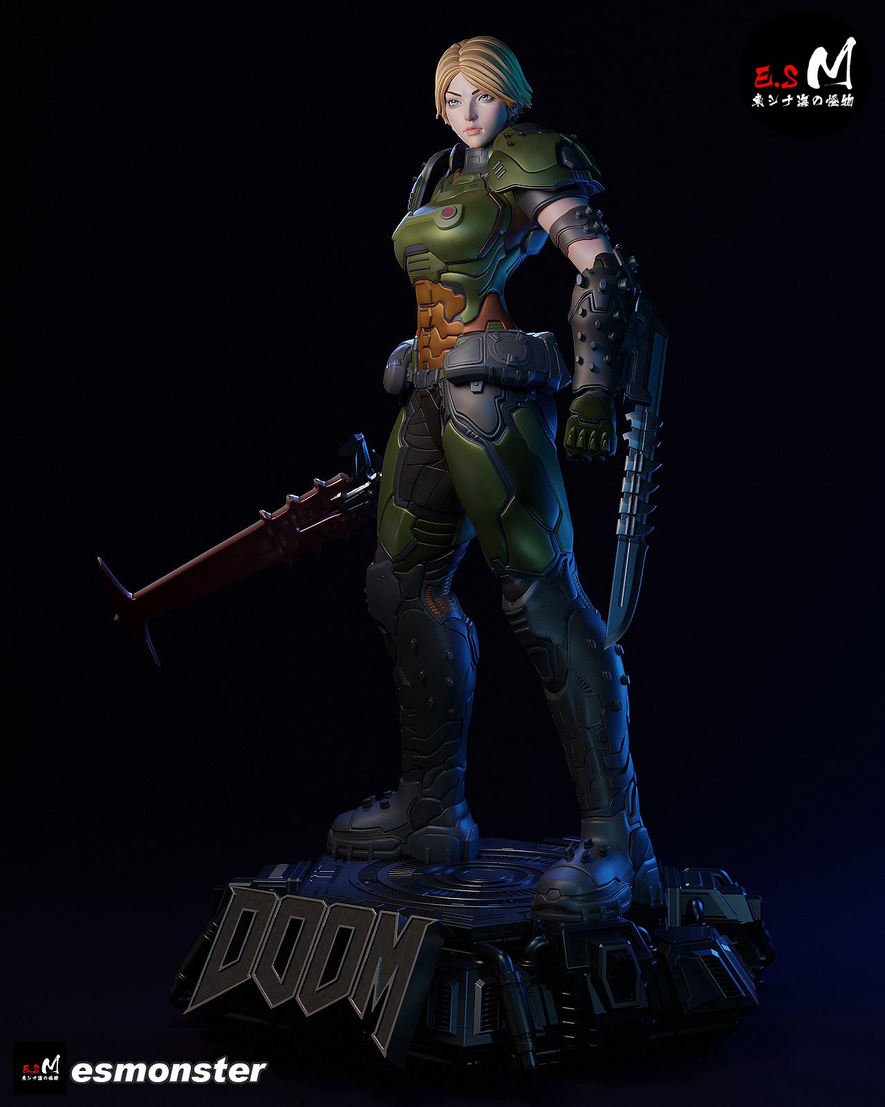 Female Doom Slayer Style Doom Unpainted Resin Garage Model Kit (1/6-1/12)