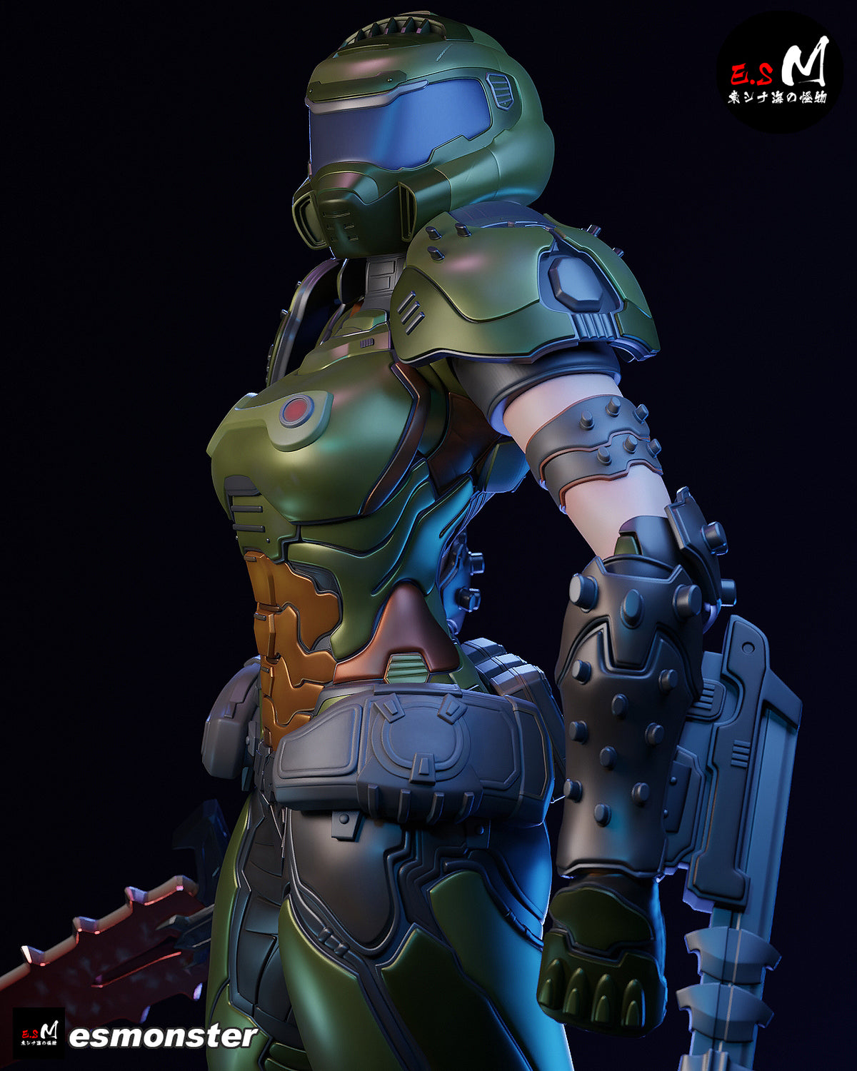 Female Doom Slayer Style Doom Unpainted Resin Garage Model Kit (1/6-1/12)