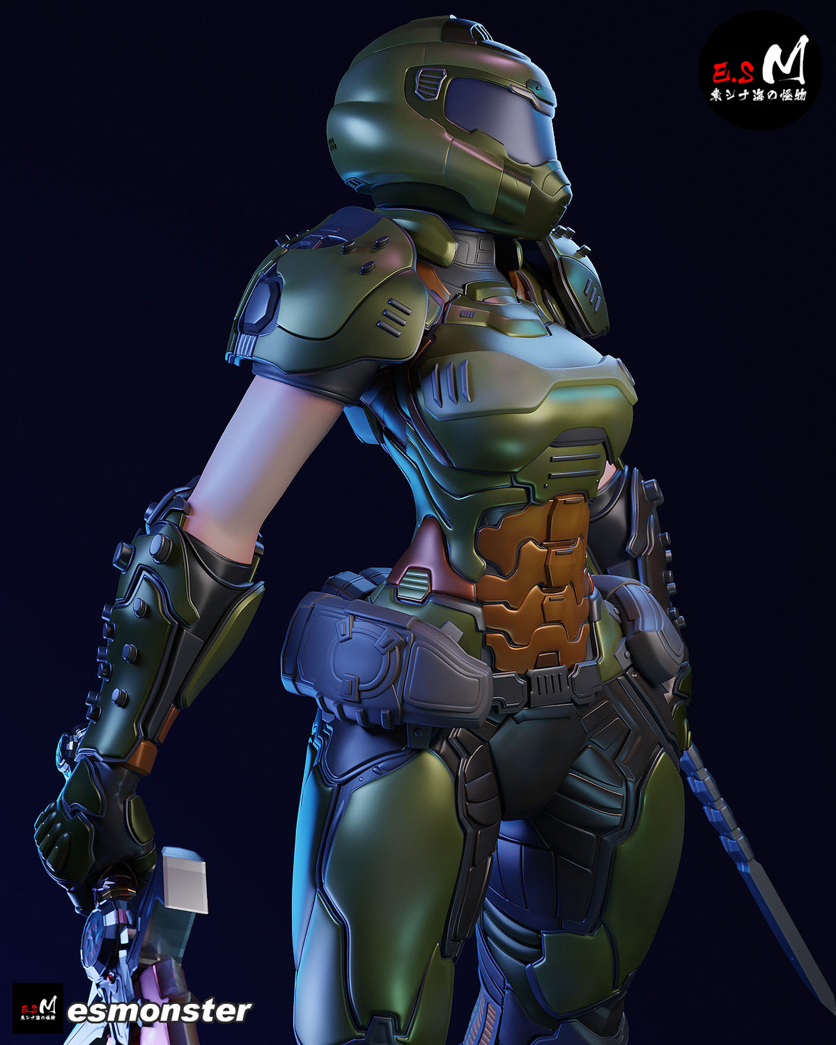Female Doom Slayer Style Doom Unpainted Resin Garage Model Kit (1/6-1/12)