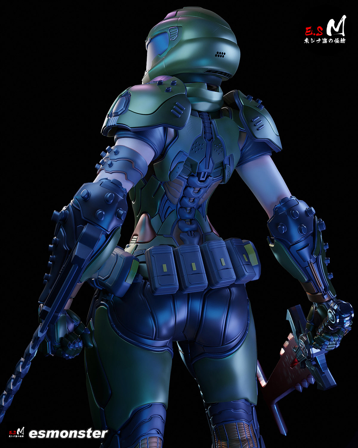 Female Doom Slayer Style Doom Unpainted Resin Garage Model Kit (1/6-1/12)