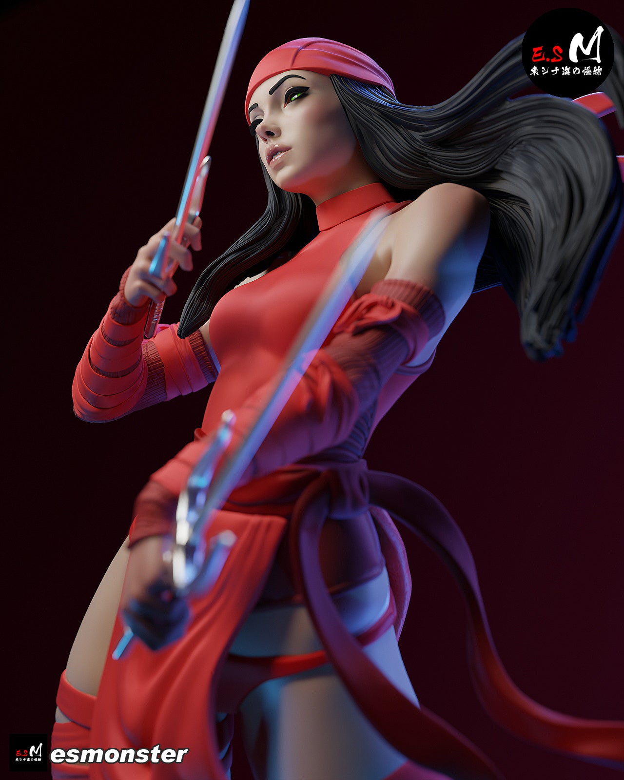 Elektra Dual Sai Style Marvel Unpainted Resin Garage Model Kit (1/6-1/12)