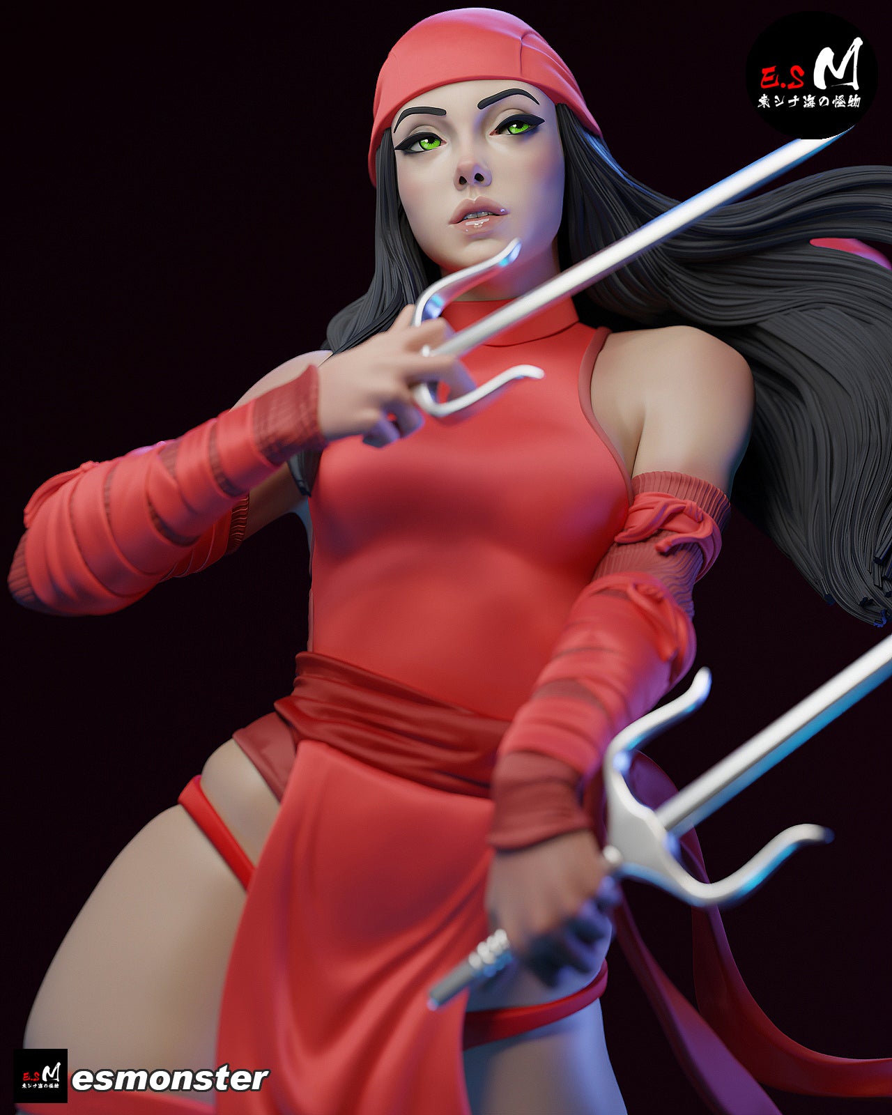 Elektra Dual Sai Style Marvel Unpainted Resin Garage Model Kit (1/6-1/12)