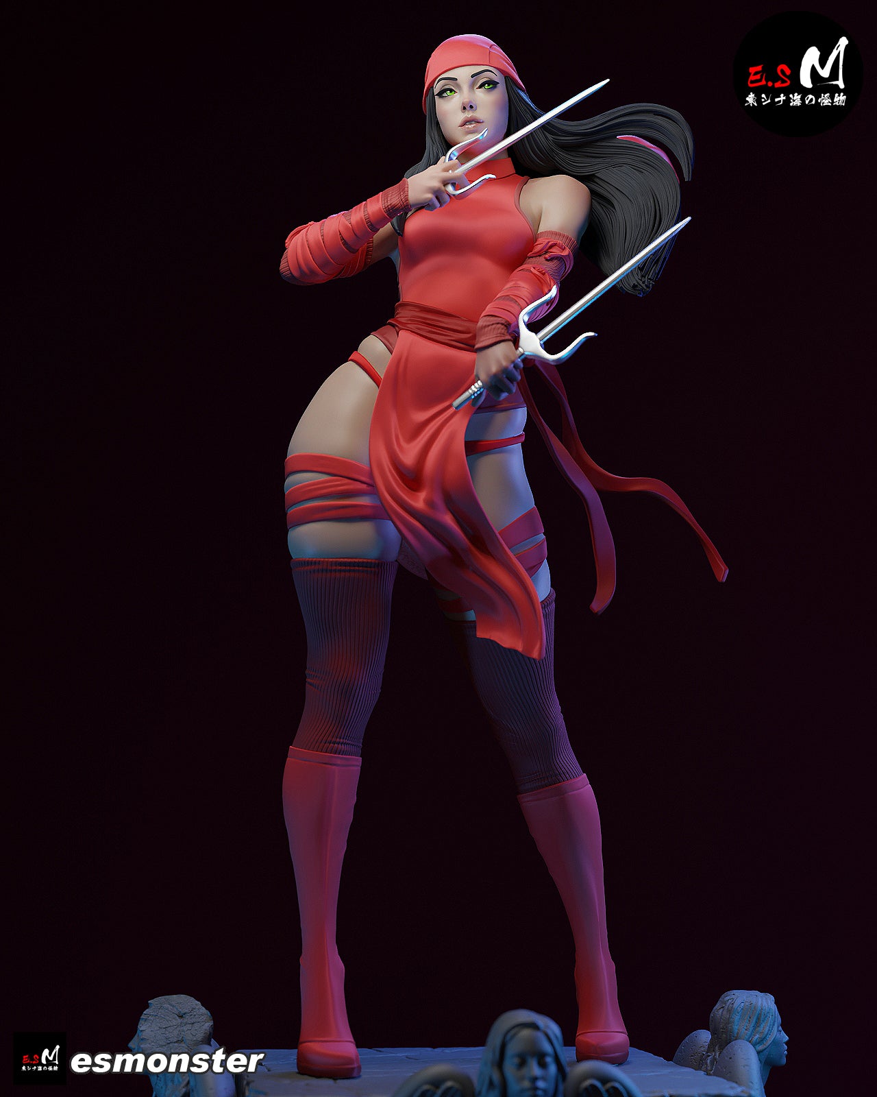 Elektra Dual Sai Style Marvel Unpainted Resin Garage Model Kit (1/6-1/12)