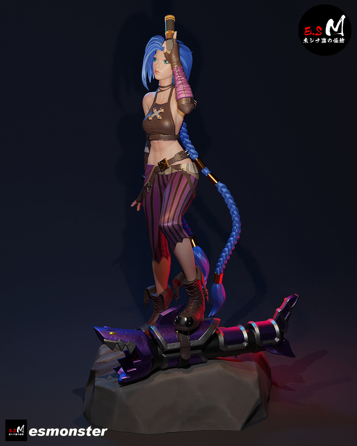 Jinx Fight Ready Style League of Legends Unpainted Resin Garage Kit (1/6-1/12)