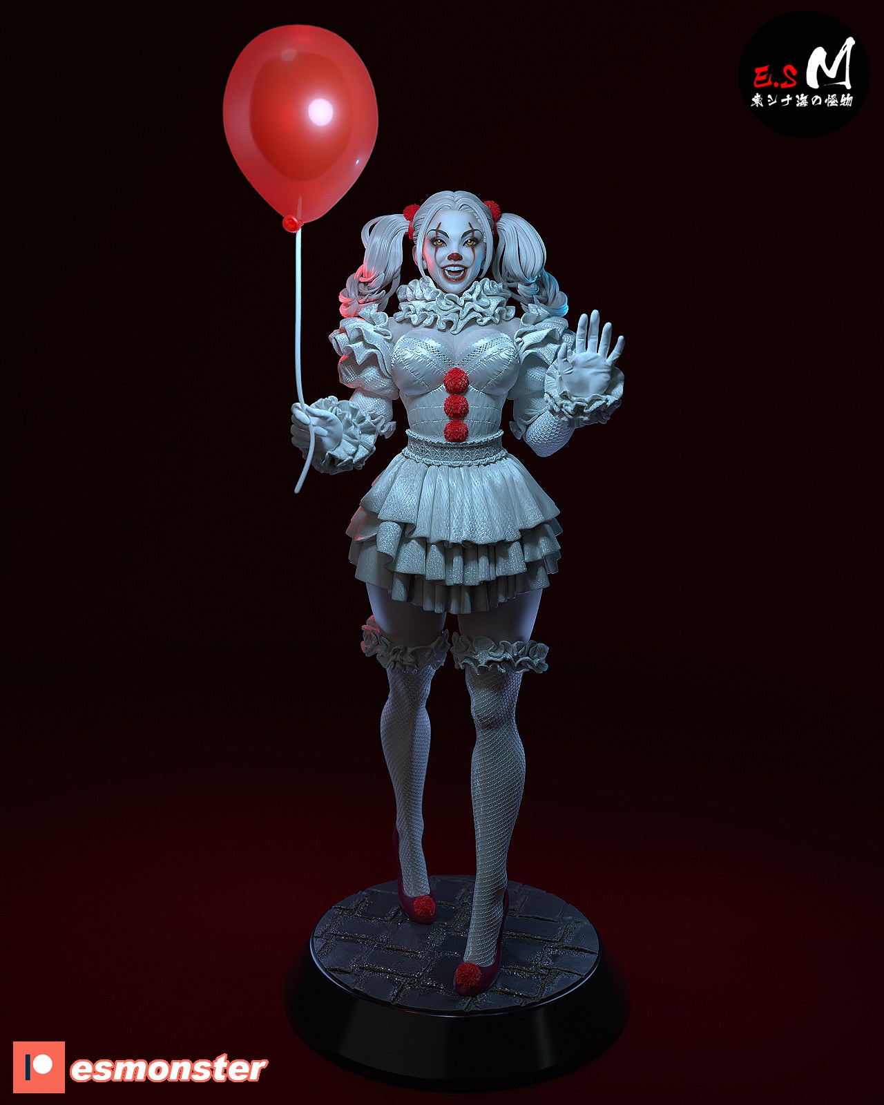 Pennywise Female Style It Horror Unpainted Resin Garage Model Kit (1/6-1/12)