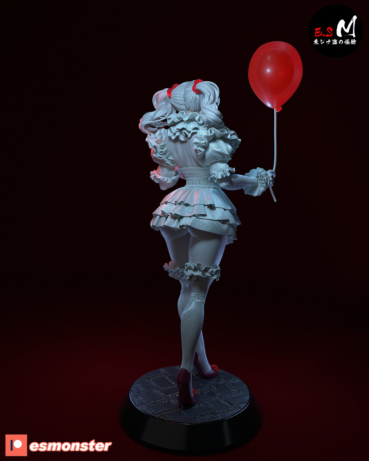 Pennywise Female Style It Horror Unpainted Resin Garage Model Kit (1/6-1/12)