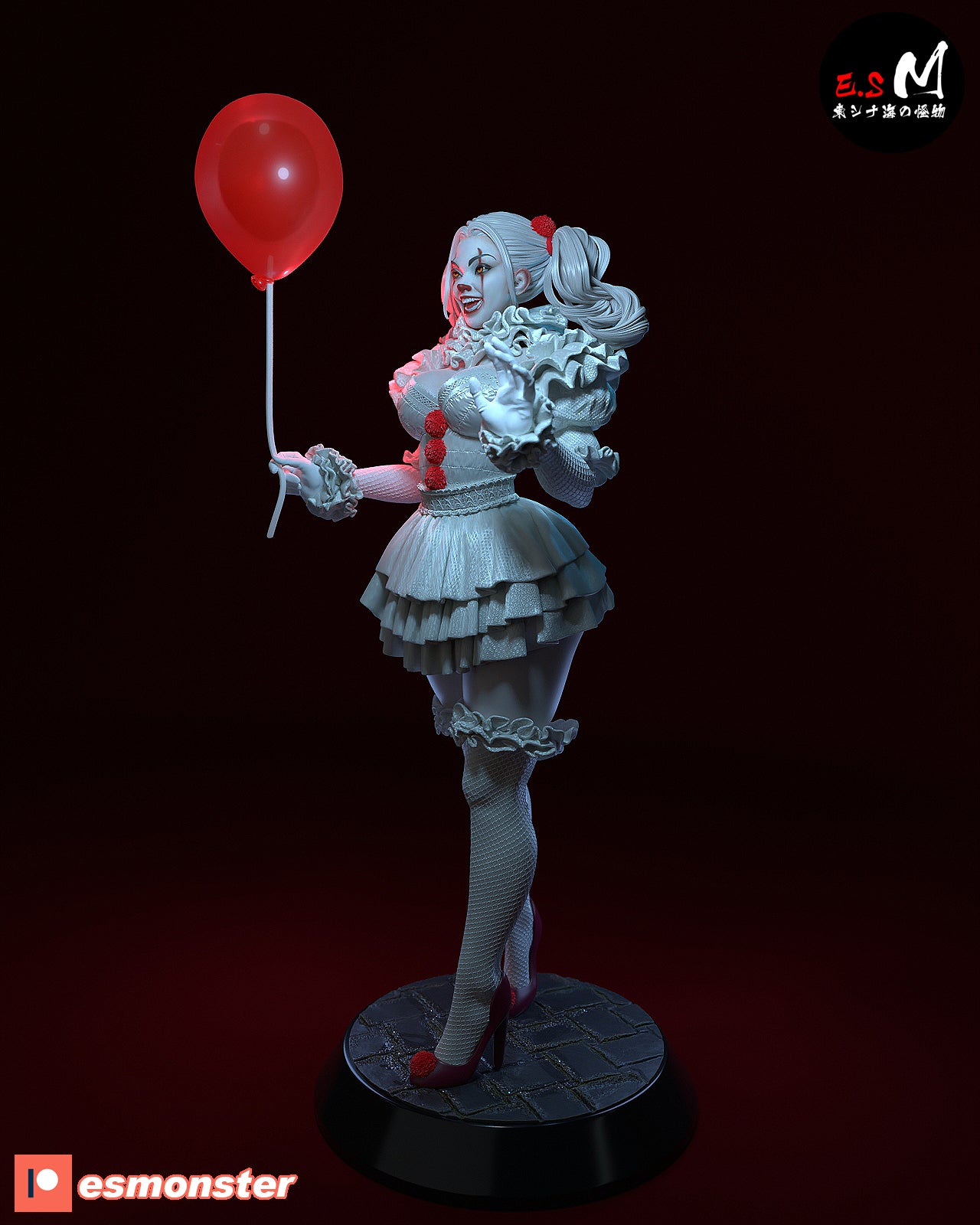 Pennywise Female Style It Horror Unpainted Resin Garage Model Kit (1/6-1/12)