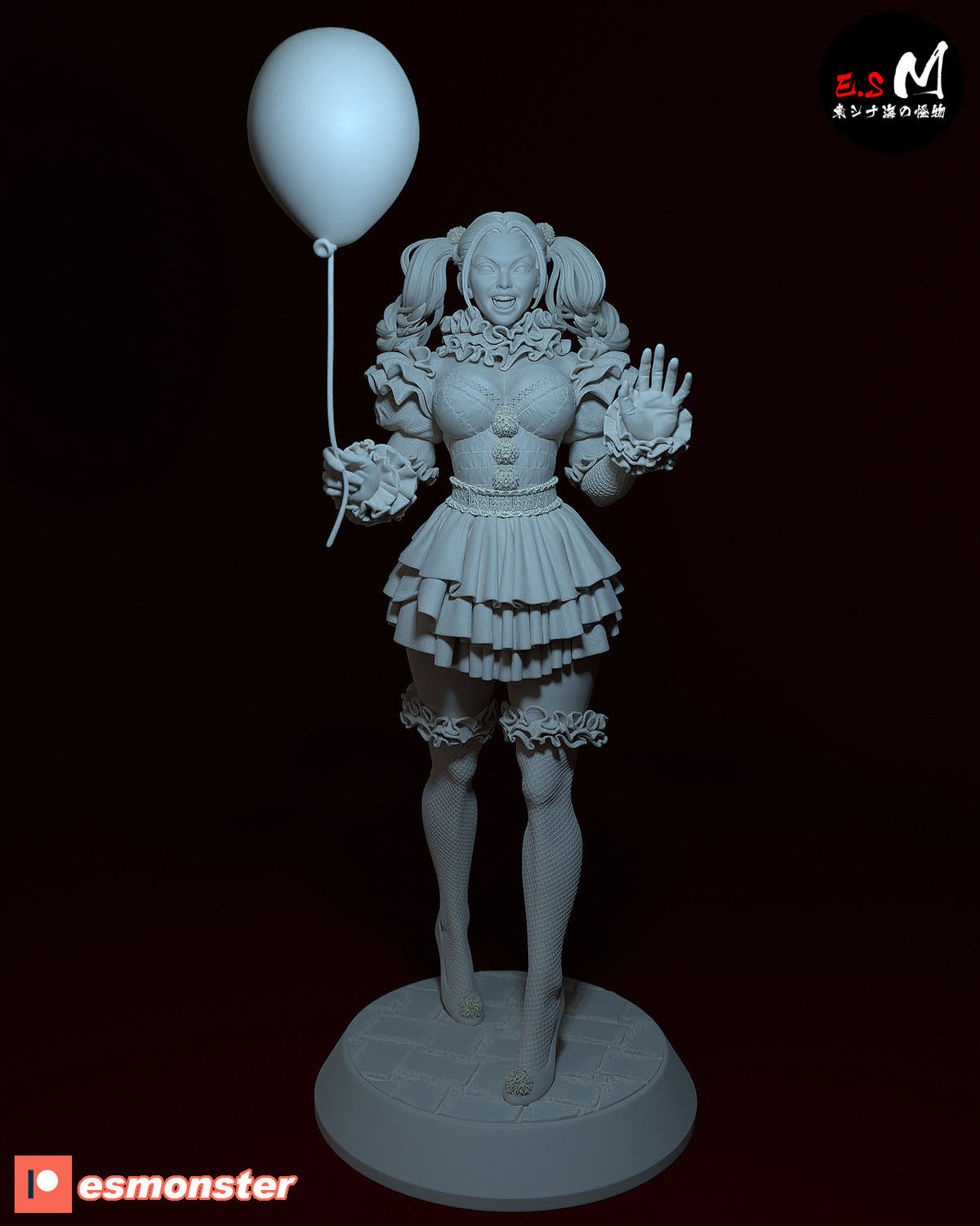 Pennywise Female Style It Horror Unpainted Resin Garage Model Kit (1/6-1/12)
