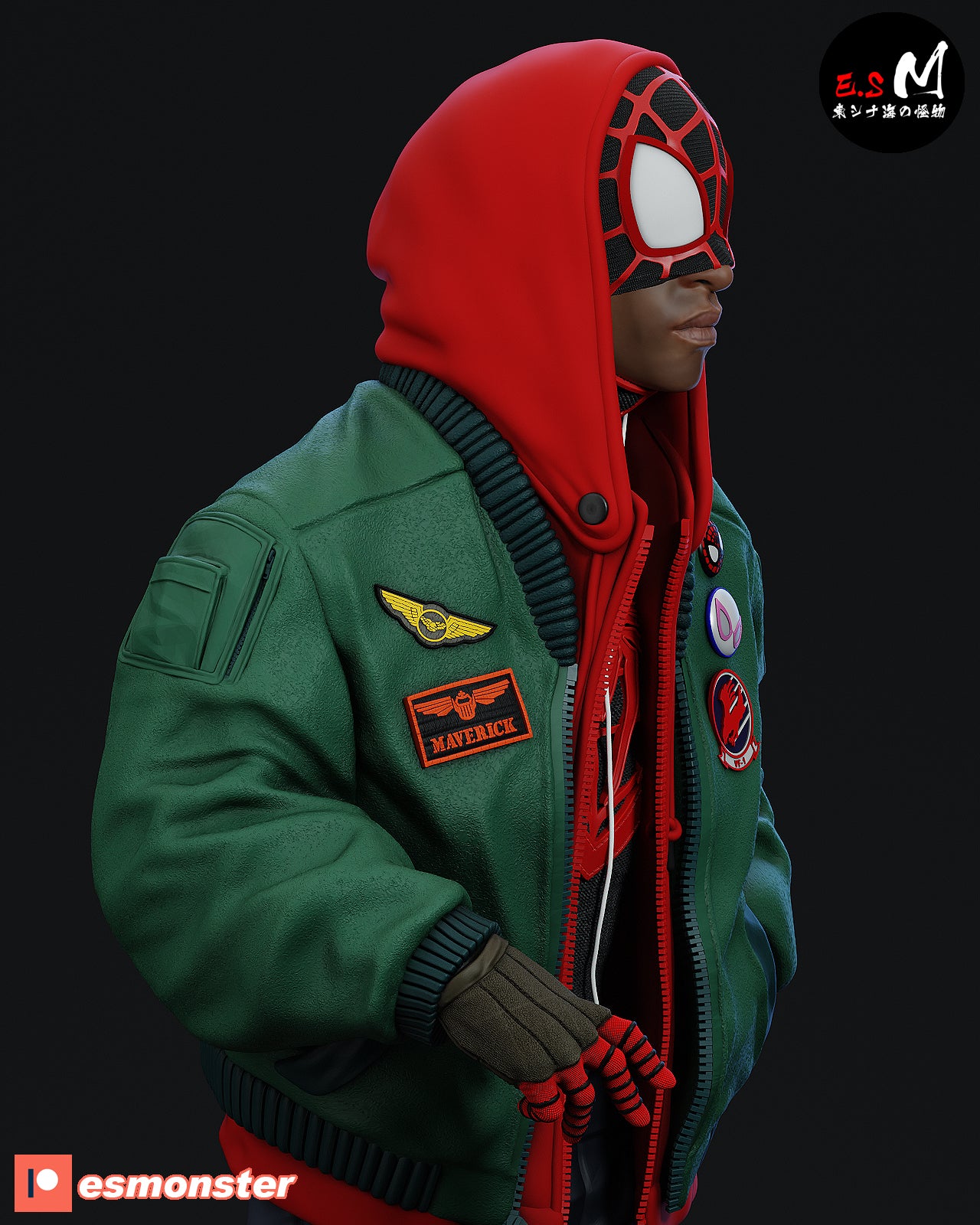 Miles Morales Unmasked Style Marvel Unpainted Resin Garage Model Kit (1/6-1/12)