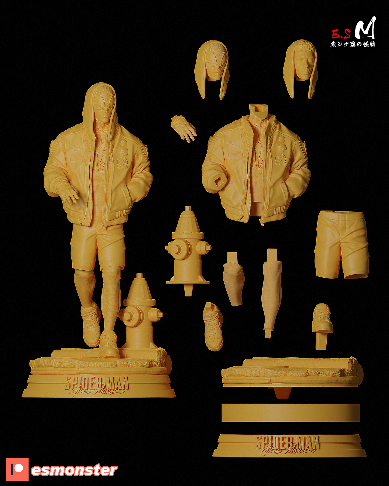 Miles Morales Unmasked Style Marvel Unpainted Resin Garage Model Kit (1/6-1/12)