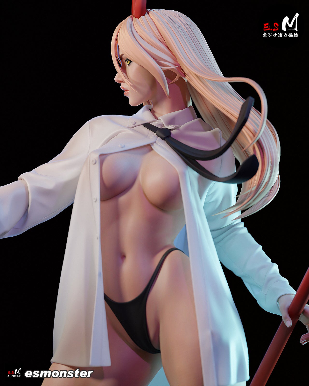 Nightgown Power Style Chainsaw Man Unpainted Resin Garage Model Kit (1/6-1/12)