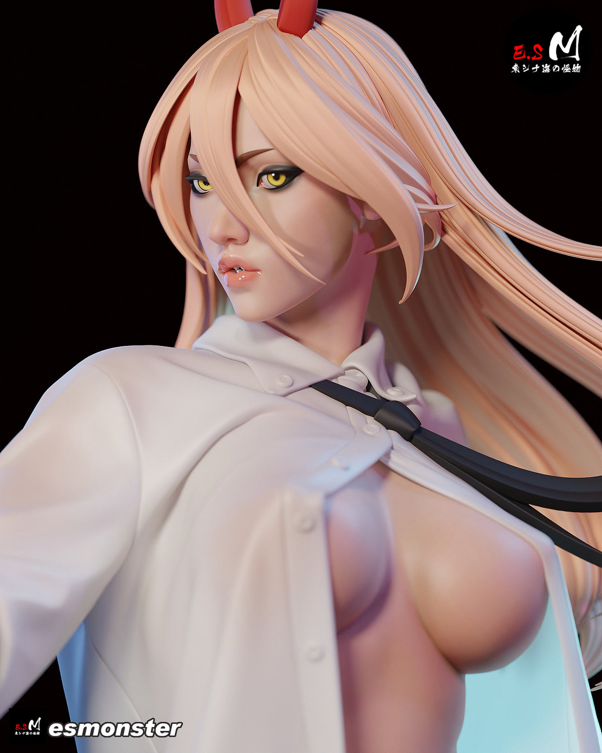 Nightgown Power Style Chainsaw Man Unpainted Resin Garage Model Kit (1/6-1/12)