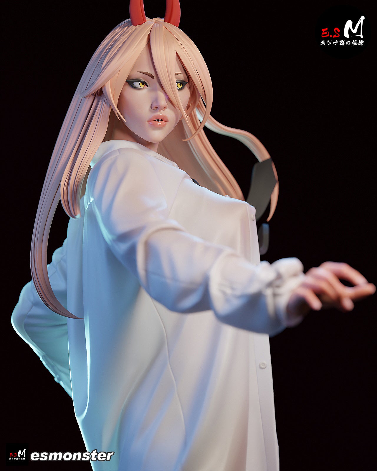 Nightgown Power Style Chainsaw Man Unpainted Resin Garage Model Kit (1/6-1/12)