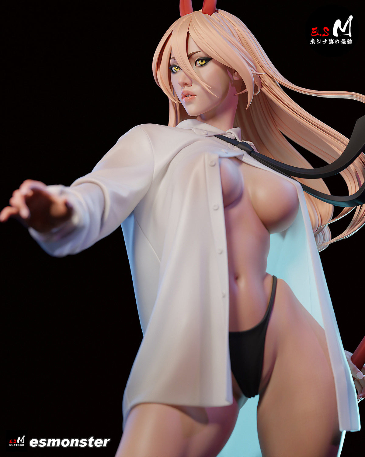 Nightgown Power Style Chainsaw Man Unpainted Resin Garage Model Kit (1/6-1/12)