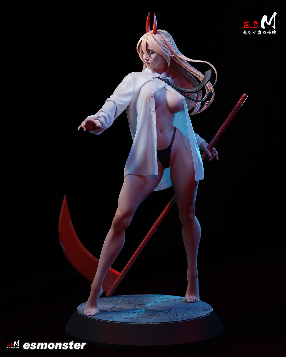 Nightgown Power Style Chainsaw Man Unpainted Resin Garage Model Kit (1/6-1/12)