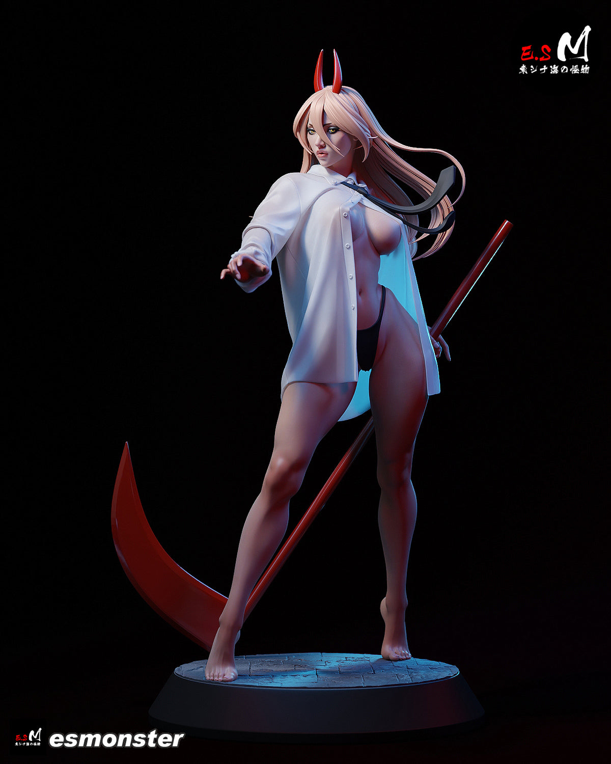 Nightgown Power Style Chainsaw Man Unpainted Resin Garage Model Kit (1/6-1/12)